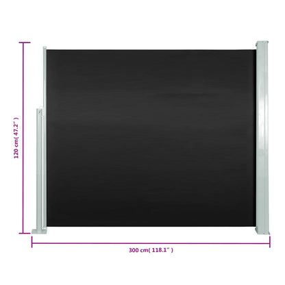 Windscherm Uittrekbaar 120X300 Cm Zwart 120 x 300 cm
