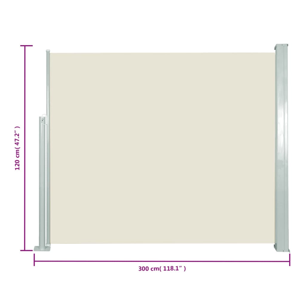 Windscherm Uittrekbaar 120X300 Cm Crème 120 x 300 cm