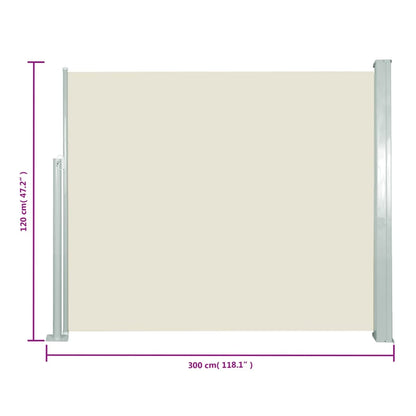Windscherm Uittrekbaar 120X300 Cm Crème 120 x 300 cm