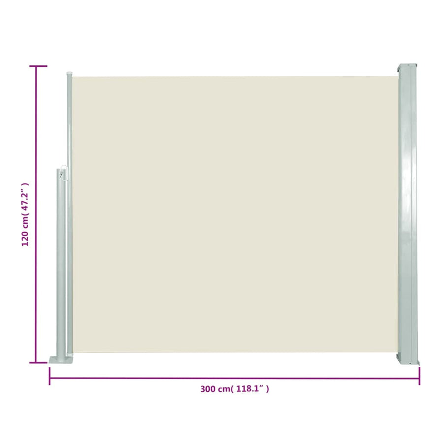Windscherm Uittrekbaar 120X300 Cm Crème 120 x 300 cm