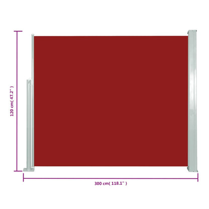 Windscherm Uittrekbaar 120 x 300 cm Rood
