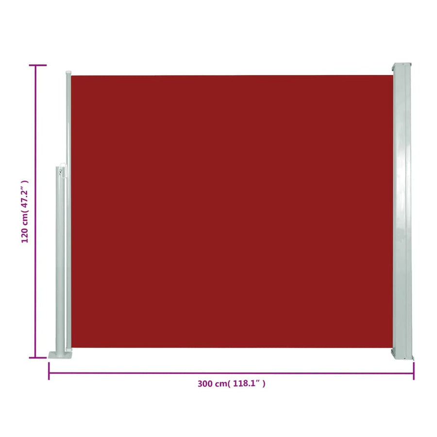 Windscherm Uittrekbaar 120 x 300 cm Rood
