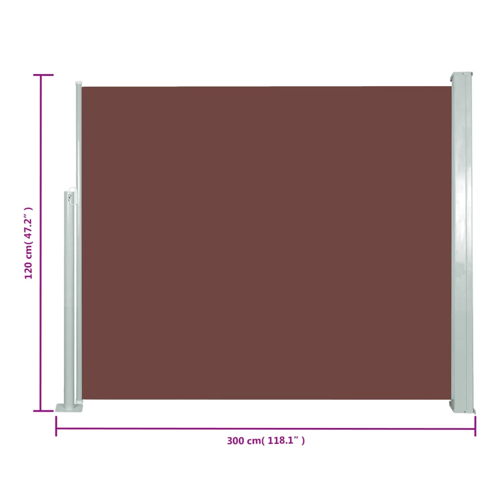 Windscherm Uittrekbaar 120X300 Cm Bruin 120 x 300 cm