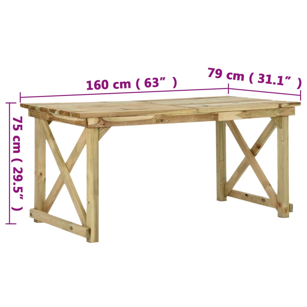 Tuintafel Hout 160 x 79 x 75 cm
