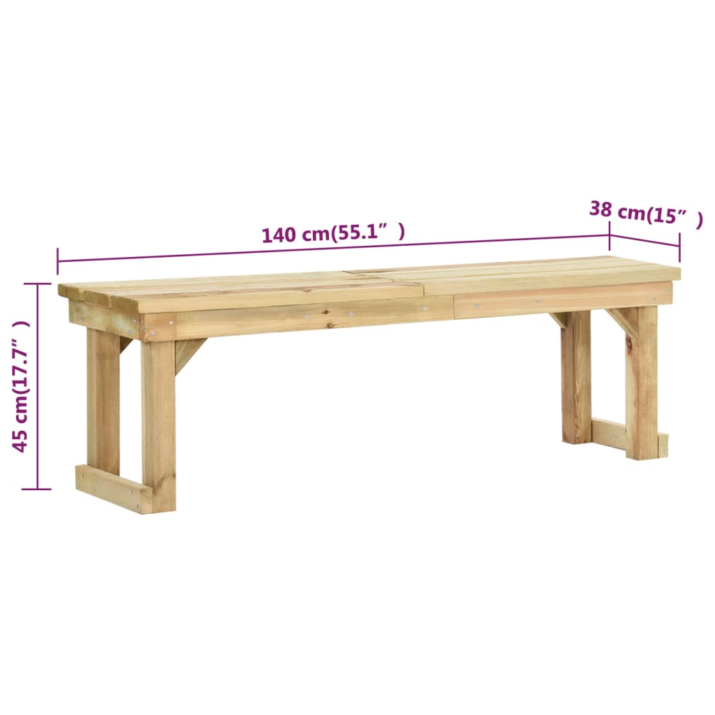Tuinbank 140 Cm Geïmpregneerd Grenenhout
