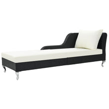 Ligbed Met Kussen Poly Rattan Zwart