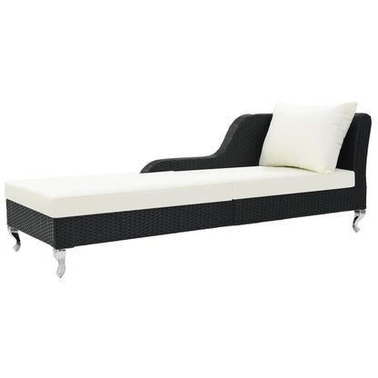 Ligbed Met Kussen Poly Rattan Zwart