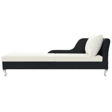Ligbed Met Kussen Poly Rattan Zwart