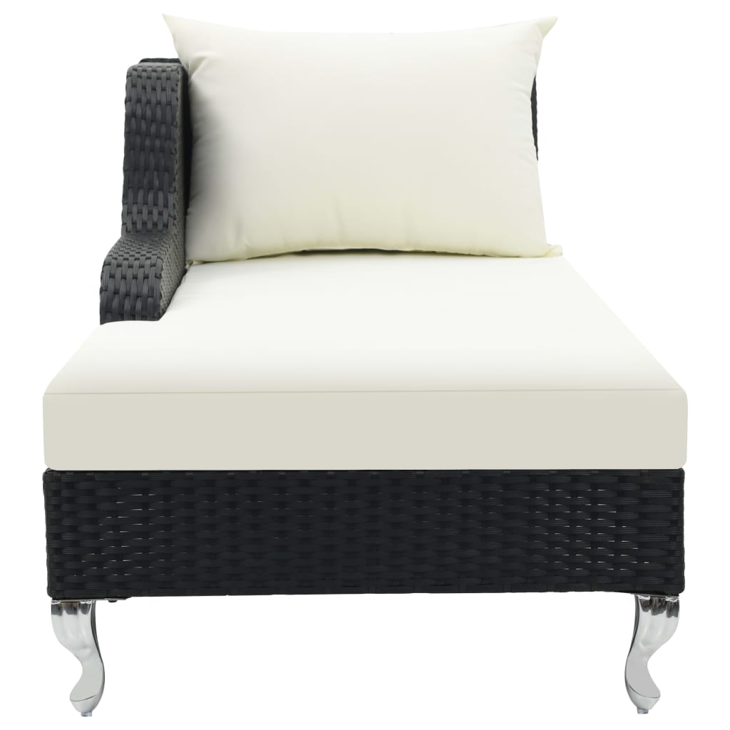 Ligbed Met Kussen Poly Rattan Zwart