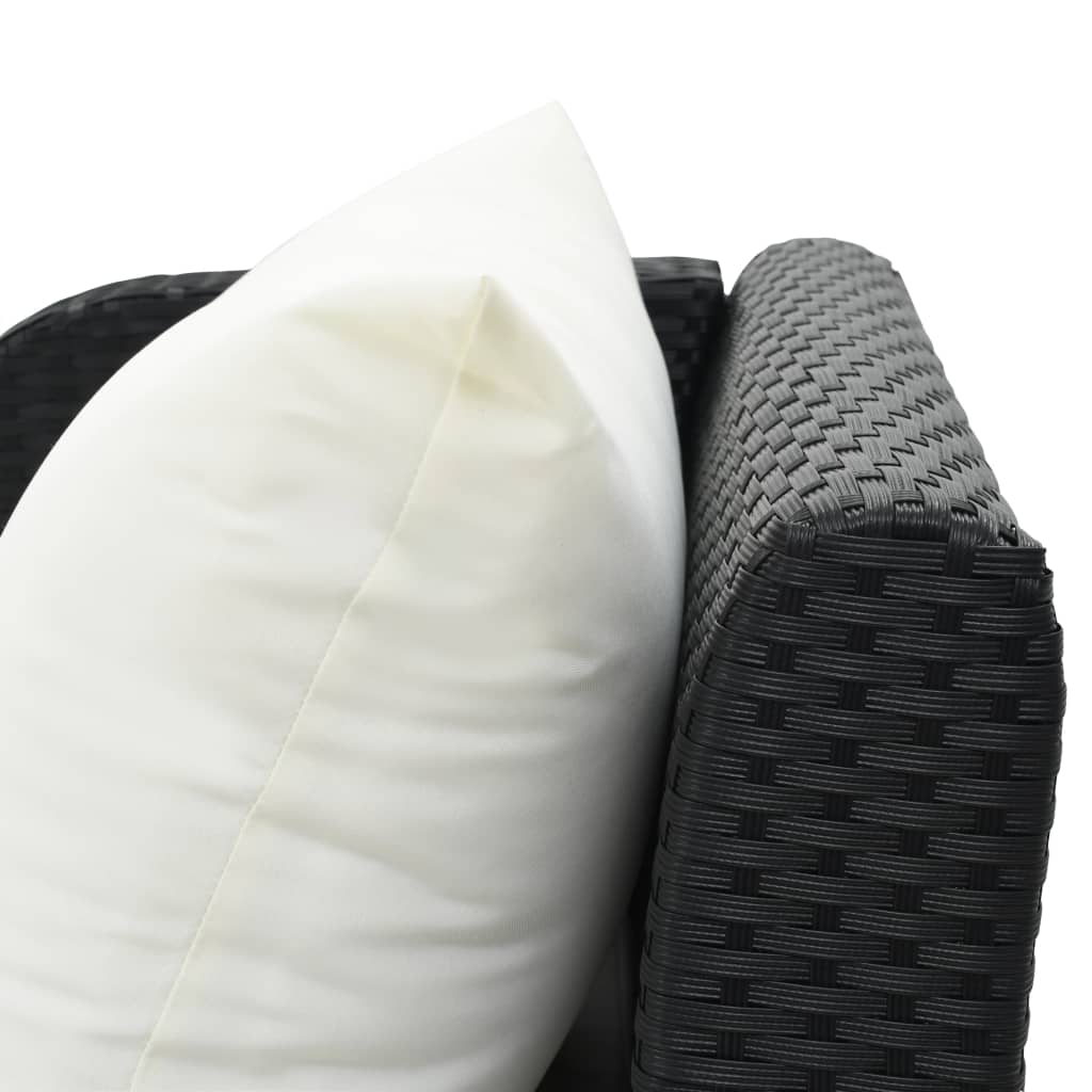 Ligbed Met Kussen Poly Rattan Zwart