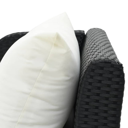 Ligbed Met Kussen Poly Rattan Zwart