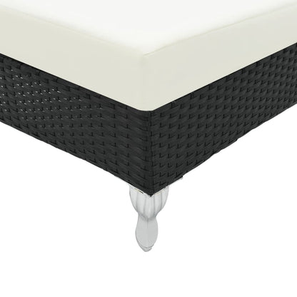 Ligbed Met Kussen Poly Rattan Zwart
