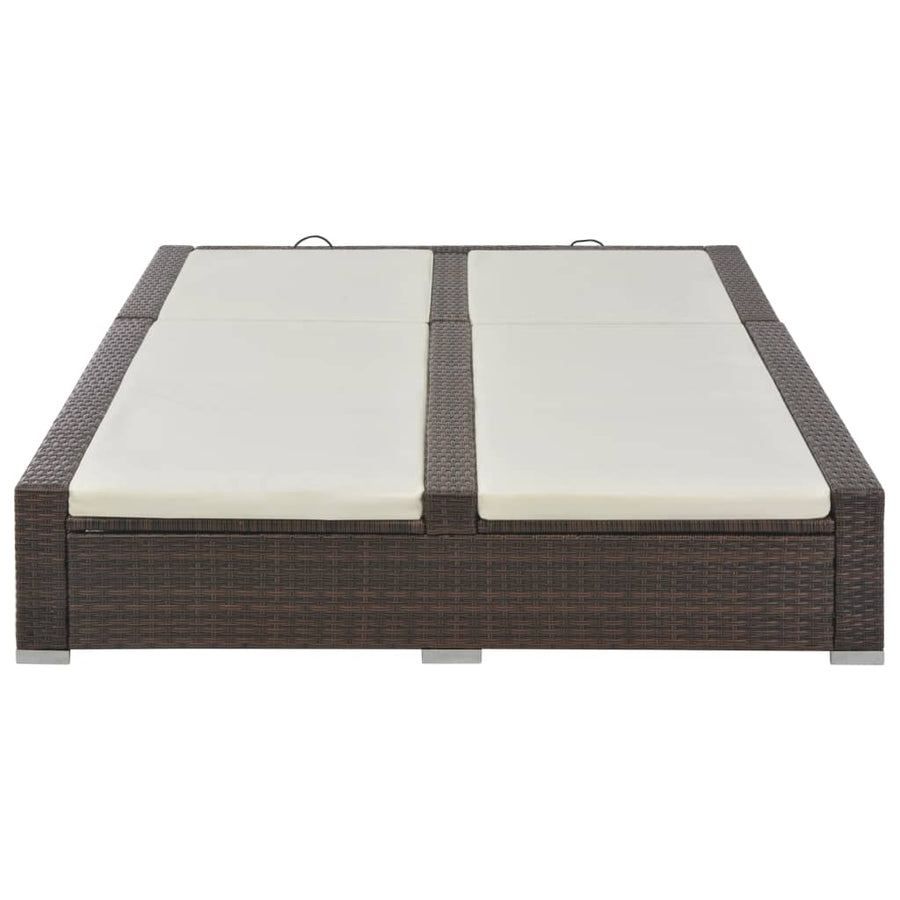 Ligbed Tweepersoons Poly Rattan Bruin