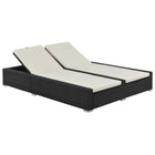 Ligbed tweepersoons poly rattan zwart 202x145x80 cm