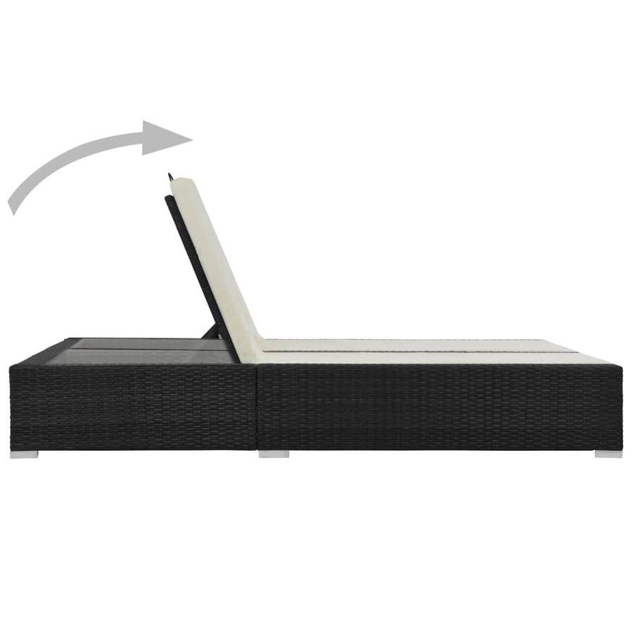 Ligbed Tweepersoons Poly Rattan Zwart