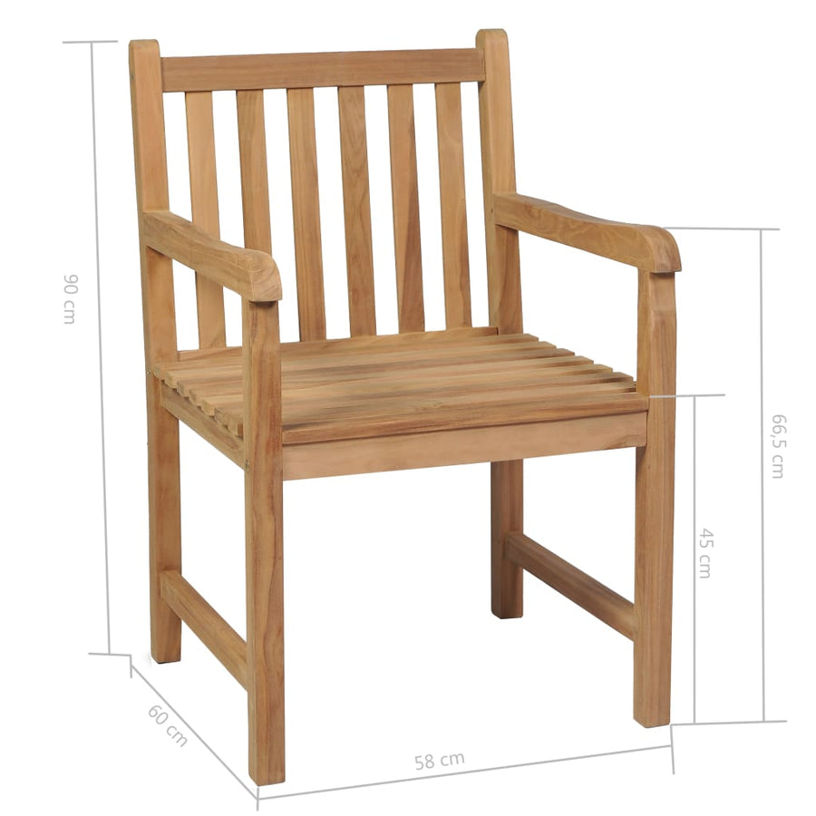 5-Delige Tuinset Massief Teakhout 80 cm tafellengte 4x Fauteuil + Tafel