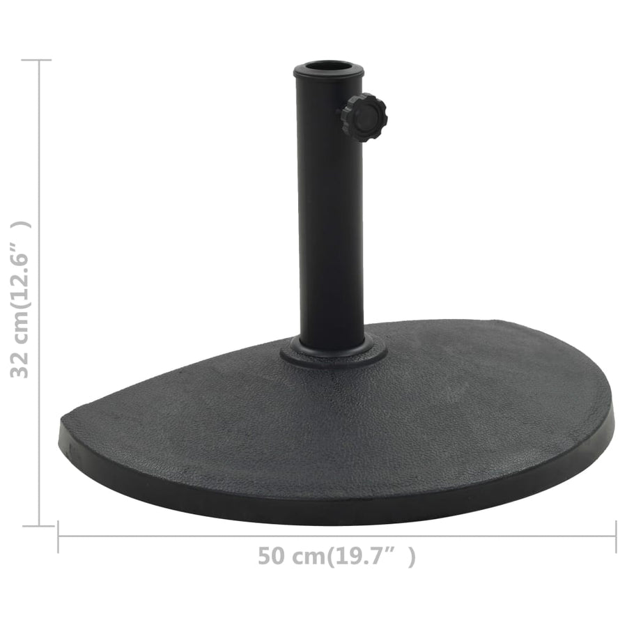 Parasolvoet Halfrond Polyresin Zwart 9 kg