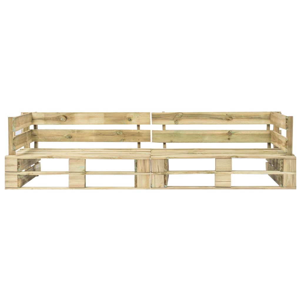 -Delige Tuinbankenset Pallet Met Grijze Kussens Grenenhout Groen en rood