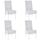 Eetkamerstoelen 4 stuks kubu rattan mangohout lichtbruin