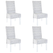 Eetkamerstoelen 4 stuks kubu rattan mangohout lichtbruin