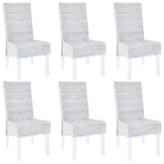 Eetkamerstoelen 6 stuks kubu rattan mangohout lichtbruin
