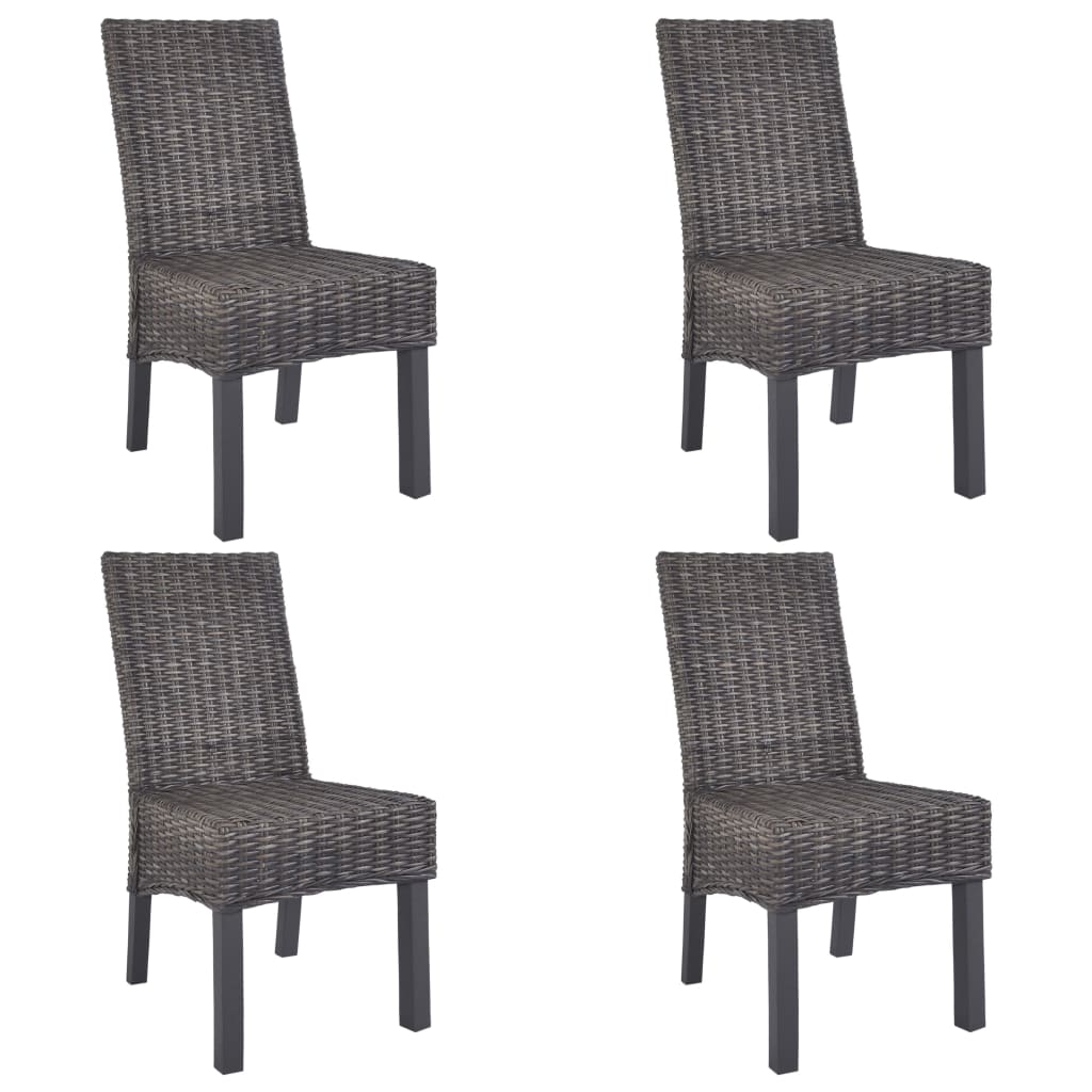 Eetkamerstoelen Kubu Rattan En Mangohout 4 Bruin