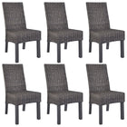 Dining chairs 6 pcs Kubu Poly Rattan and mango wood brown