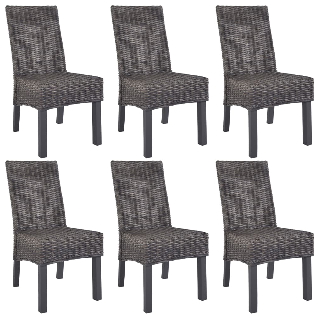 Eetkamerstoelen Kubu Rattan En Mangohout 6 Bruin