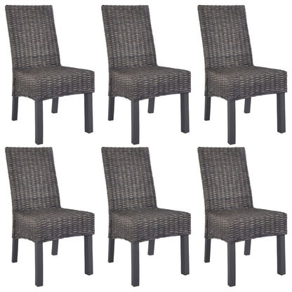 Eetkamerstoelen Kubu Rattan En Mangohout 6 Bruin
