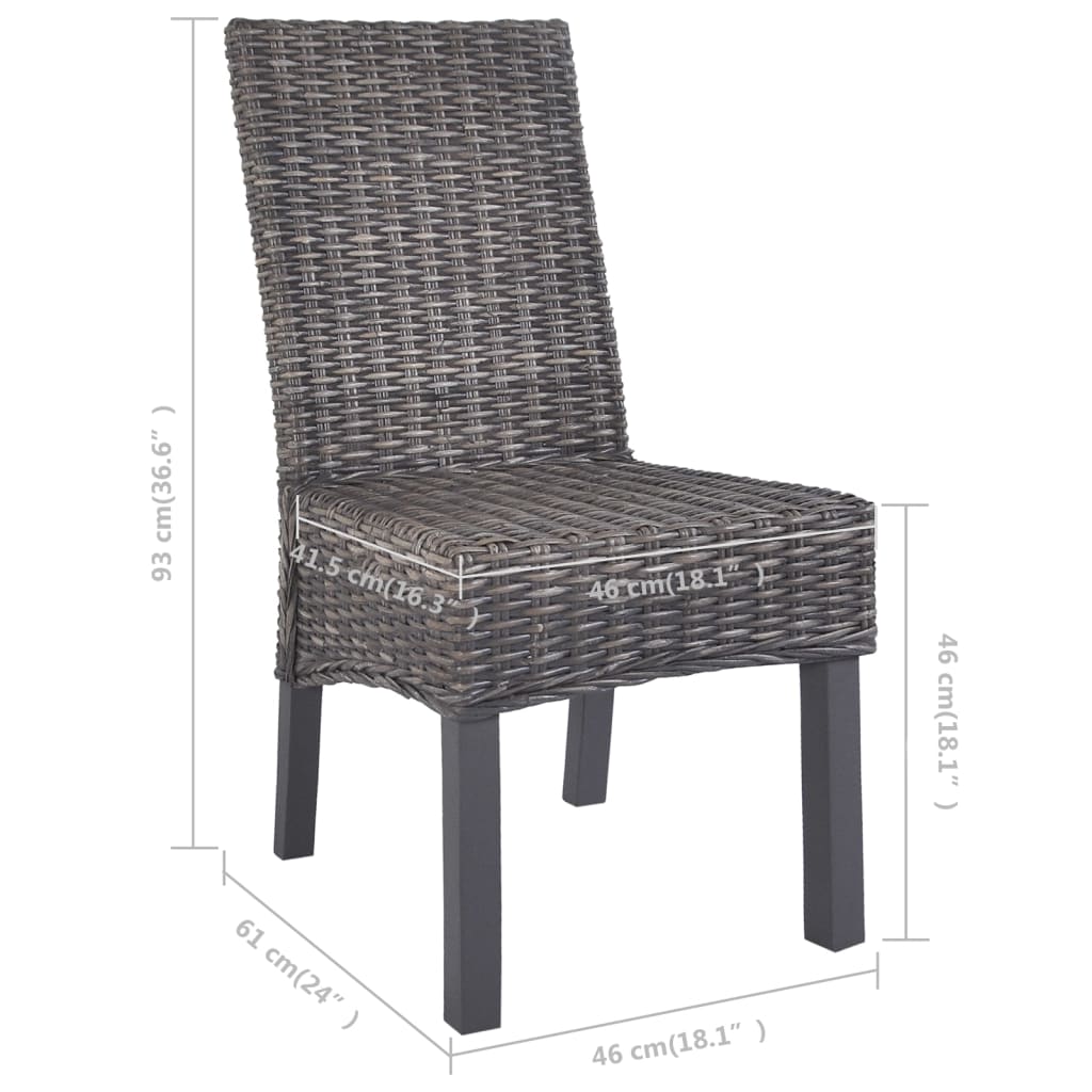 Eetkamerstoelen Kubu Rattan En Mangohout 6 Bruin