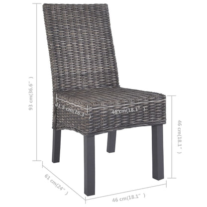 Eetkamerstoelen Kubu Rattan En Mangohout 6 Bruin