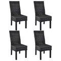 Eetkamerstoelen 4 st kubu Poly Rattan en mangohout zwart
