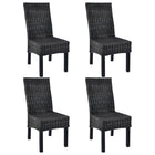 Eetkamerstoelen 4 stuks zwart kubu rattan mangohout
