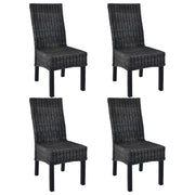 Eetkamerstoelen 4 stuks zwart kubu rattan mangohout