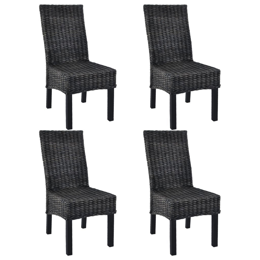 Eetkamerstoelen Kubu Rattan En Mangohout 4 Zwart