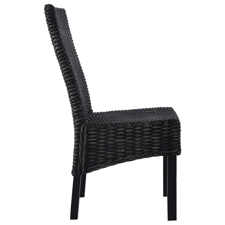 Eetkamerstoelen Kubu Rattan En Mangohout 4 Zwart
