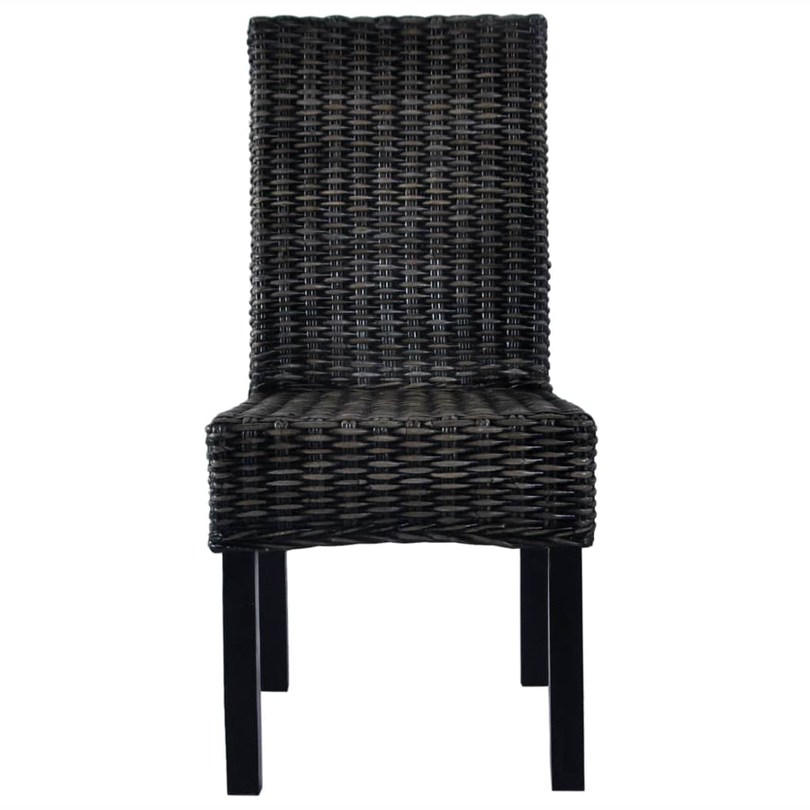 Eetkamerstoelen Kubu Rattan En Mangohout 4 Zwart