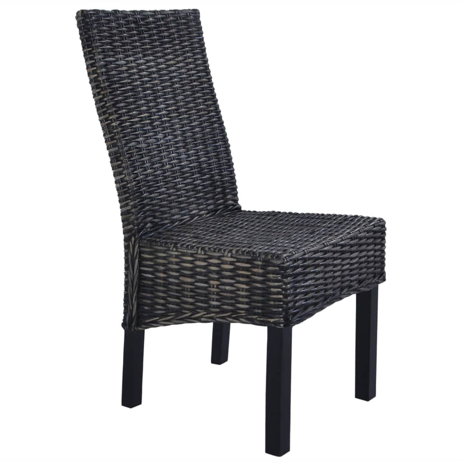 Eetkamerstoelen Kubu Rattan En Mangohout 4 Zwart