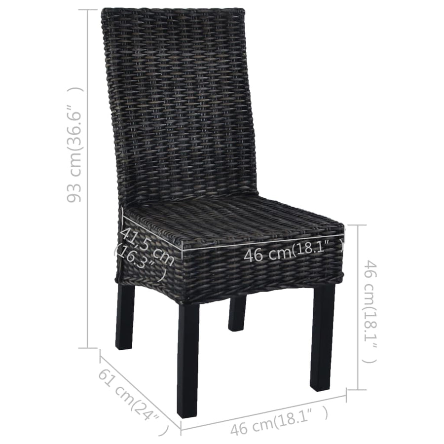 Eetkamerstoelen Kubu Rattan En Mangohout 4 Zwart