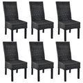 Eetkamerstoelen 6 st kubu Poly Rattan en mangohout zwart
