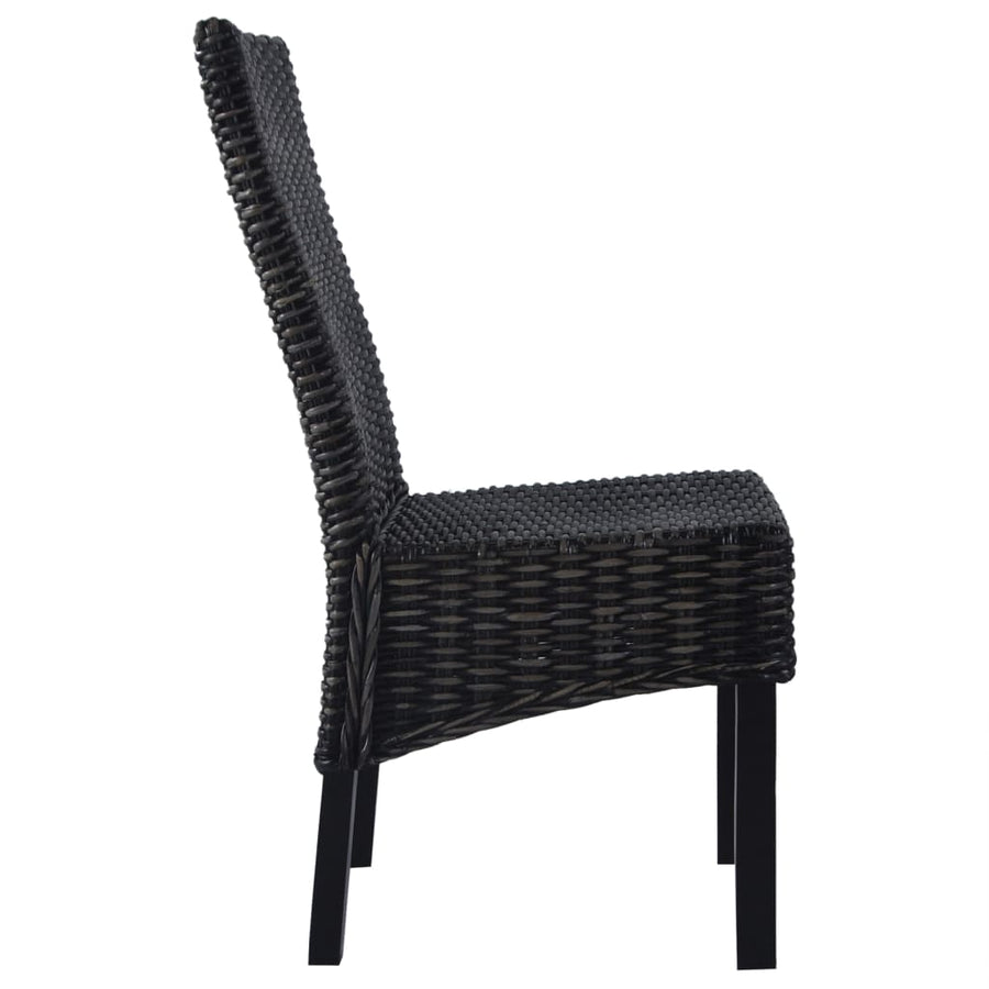 Eetkamerstoelen Kubu Rattan En Mangohout 6 Zwart