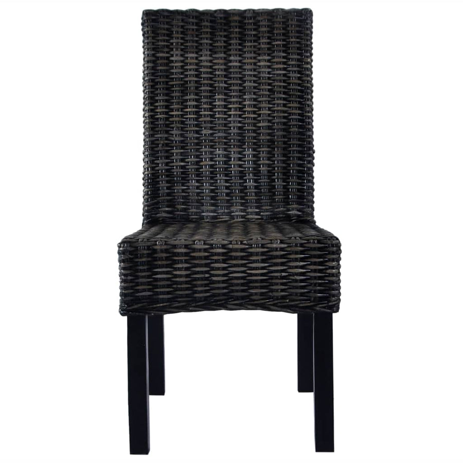 Eetkamerstoelen Kubu Rattan En Mangohout 6 Zwart
