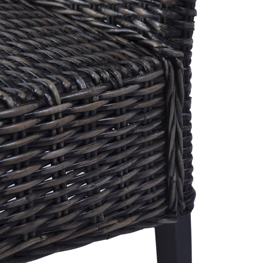 Eetkamerstoelen Kubu Rattan En Mangohout 6 Zwart
