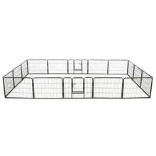 Hondenren met 16 panelen 60x80 cm staal zwart 60 x 80 cm 16 panelen