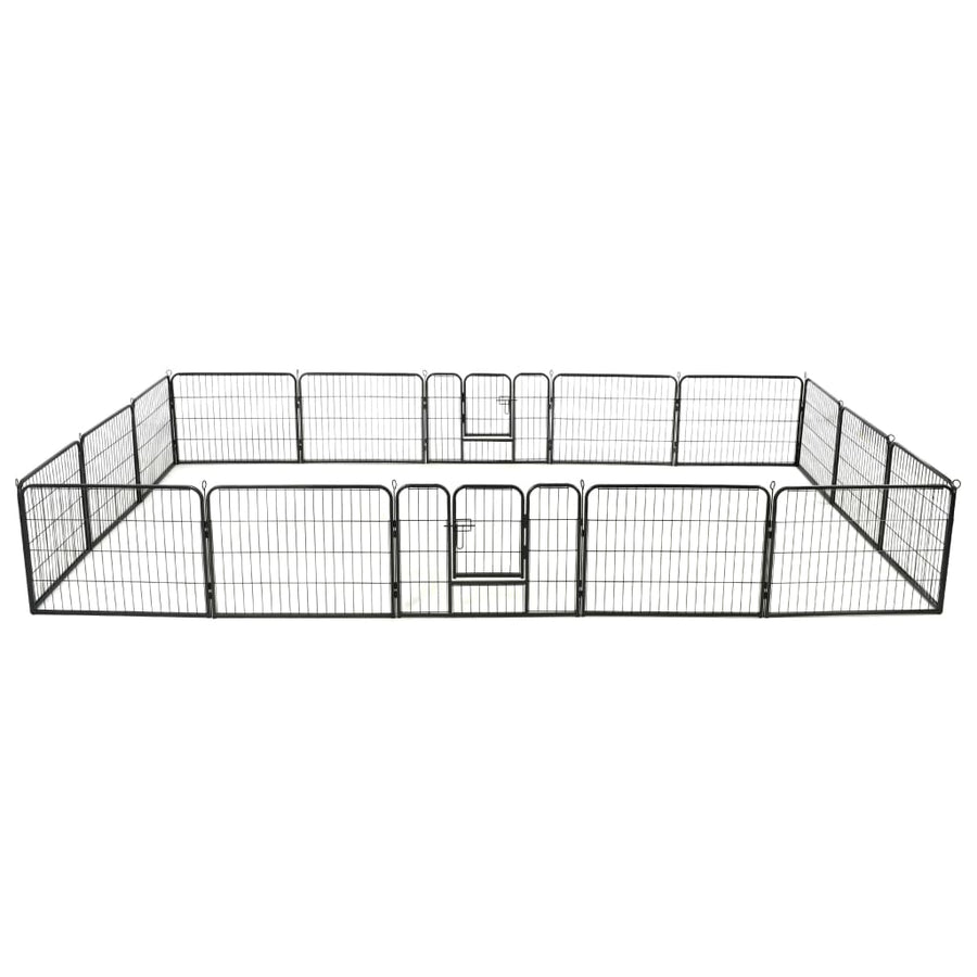 Hondenren met 16 panelen 60x80 cm staal zwart 60 x 80 cm 16 panelen