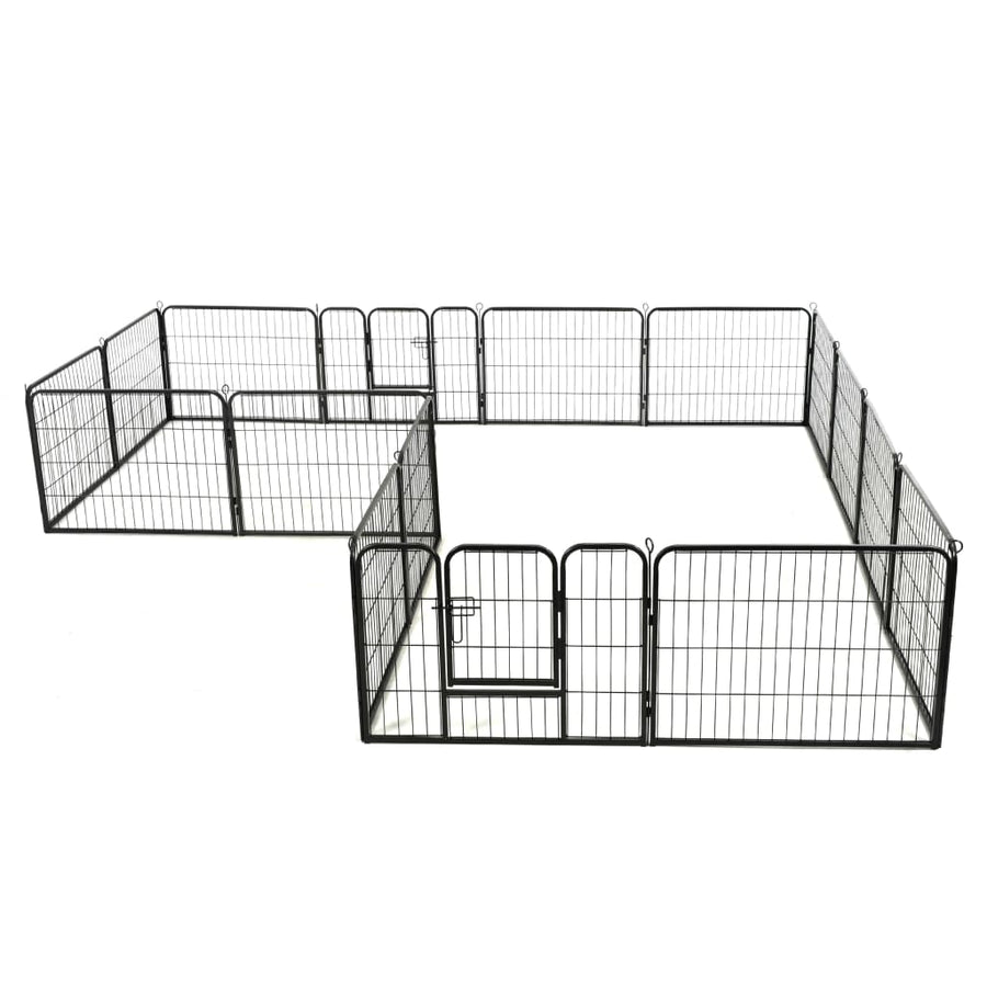 Hondenren met 16 panelen 60x80 cm staal zwart 60 x 80 cm 16 panelen