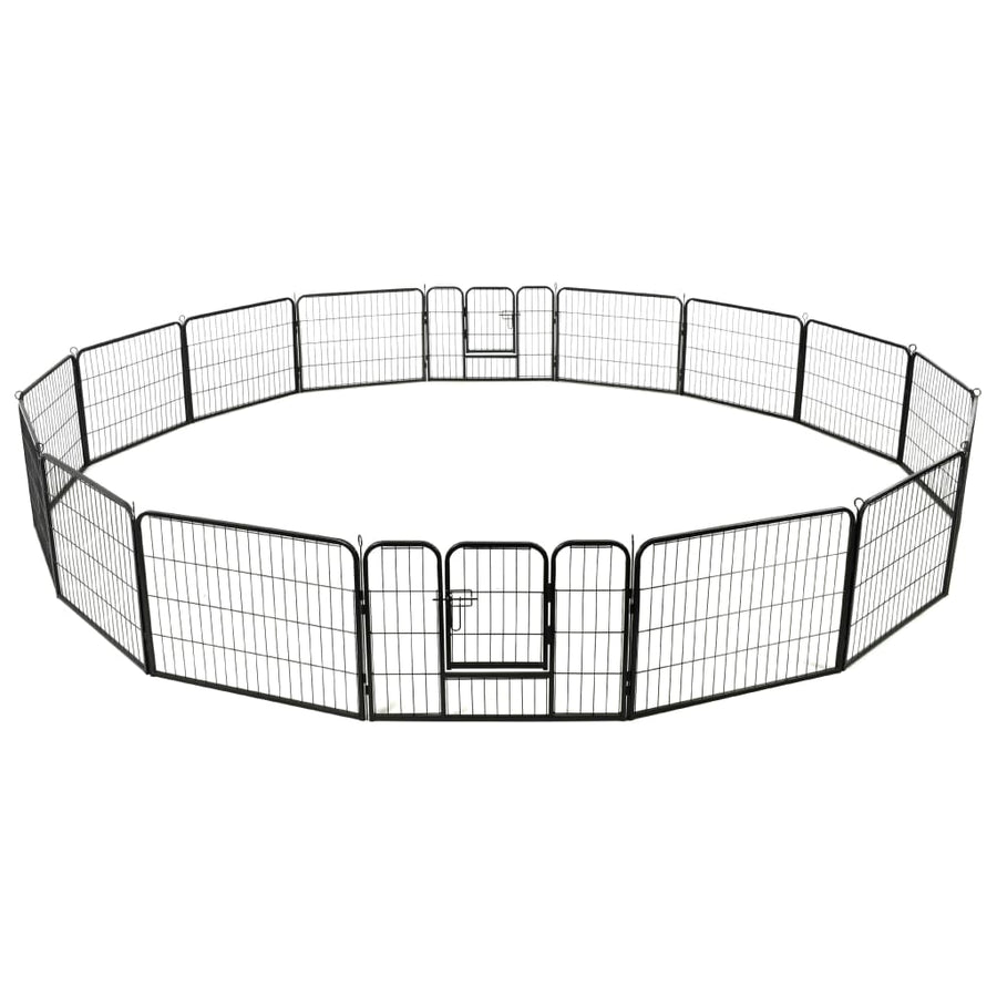 Hondenren met 16 panelen 60x80 cm staal zwart 60 x 80 cm 16 panelen