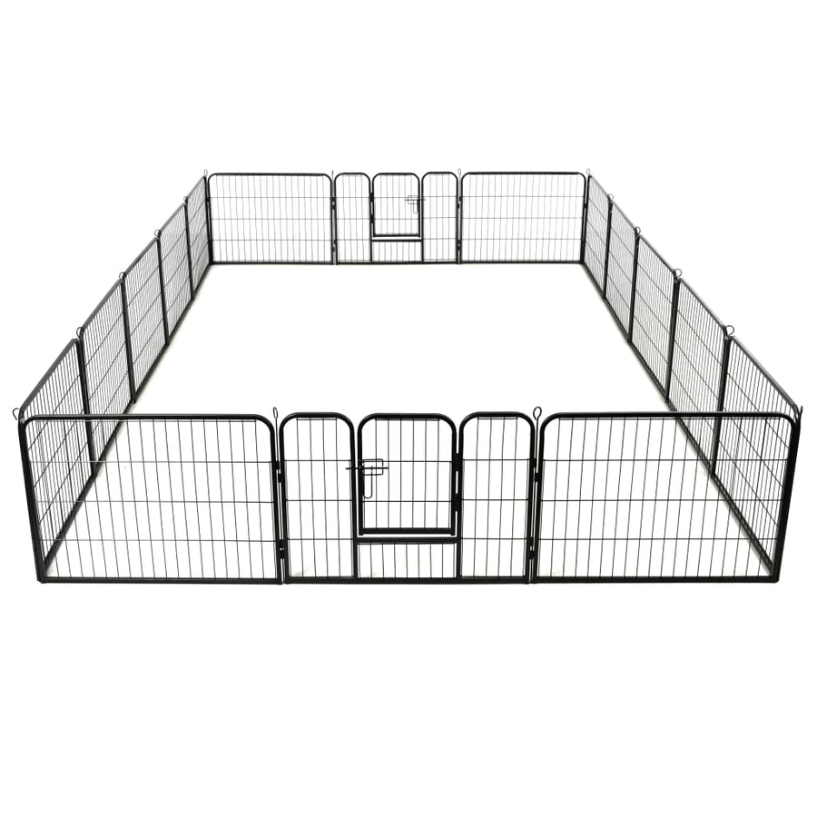 Hondenren met 16 panelen 60x80 cm staal zwart 60 x 80 cm 16 panelen