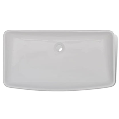 Badkamerwastafel Met Mengkraan Rechthoekig Keramiek Wit 710 x 380 x 135 mm