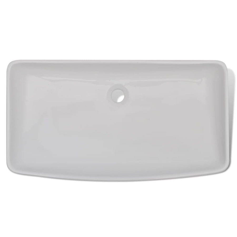 Badkamerwastafel Met Mengkraan Rechthoekig Keramiek Wit 710 x 380 x 135 mm